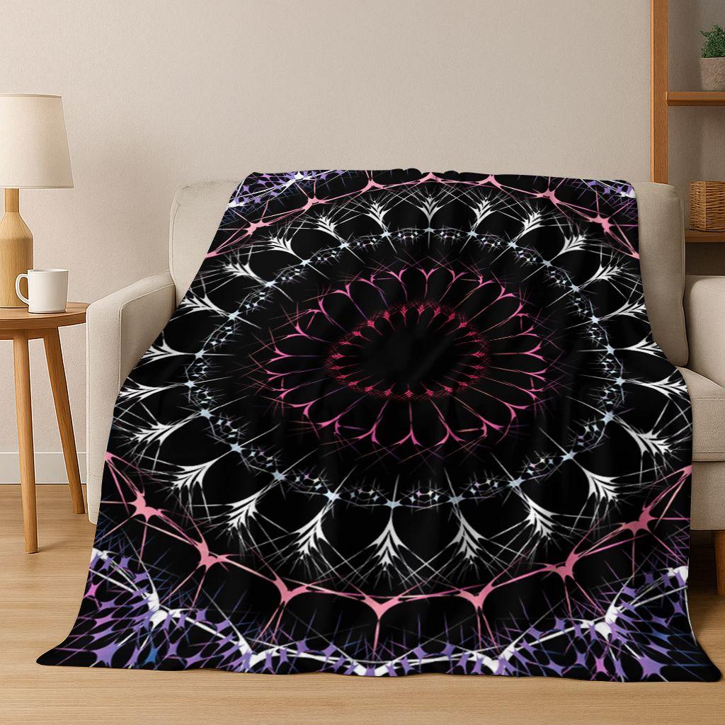 

Rainbow Mandala Flower Chakras Yoga Bohemia Art Flannel Blanket,Cozy Soft Throw Blanket for Home Bedroom Bed Sofa Cover Kid Gift 75x90cm