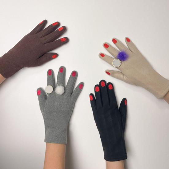 Women Warm Gloves Winter Touchscreen Gloves with Colored Nails Windproof Thermal Gloves for Running Errands Cycling Driving