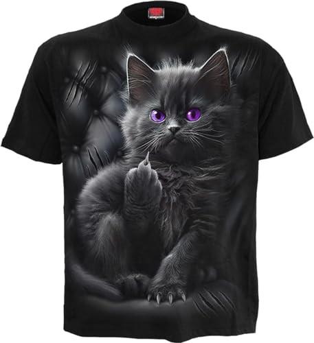 Spiral Cattitude (Unisex Black Short Sleeve TShirts) Large S
