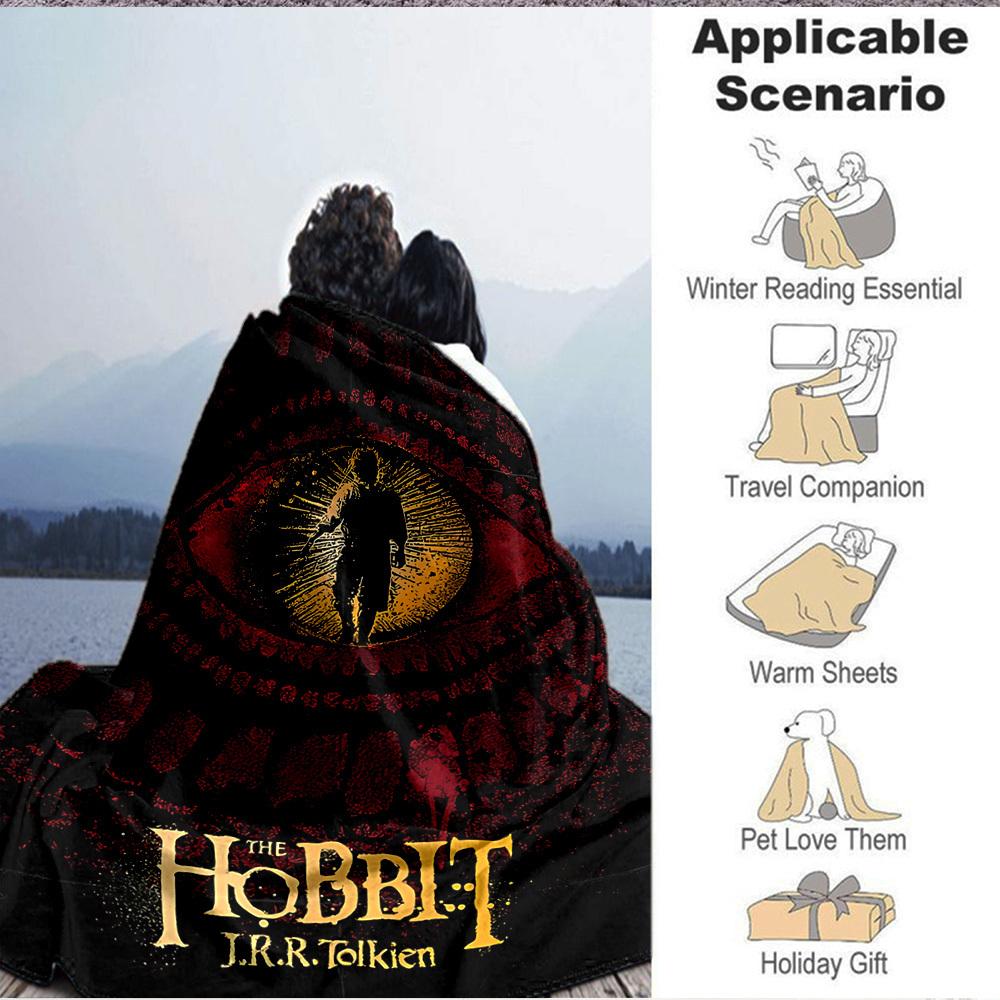 1pc The Hobbit Flannel Throw Blanket - HD Printed Lightweight Soft Warm All-Season Blanket for Sofa, Bed, Travel053