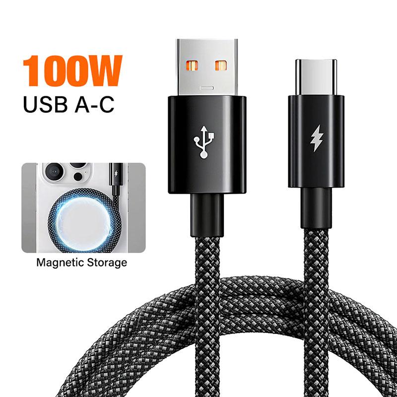 

100W 27W Magnetic Type C USB to For iOS Cable Coiled Fast Charging for iPhone 15 14 16 Pro max Samsung S25 Google Magnet Storage 2m