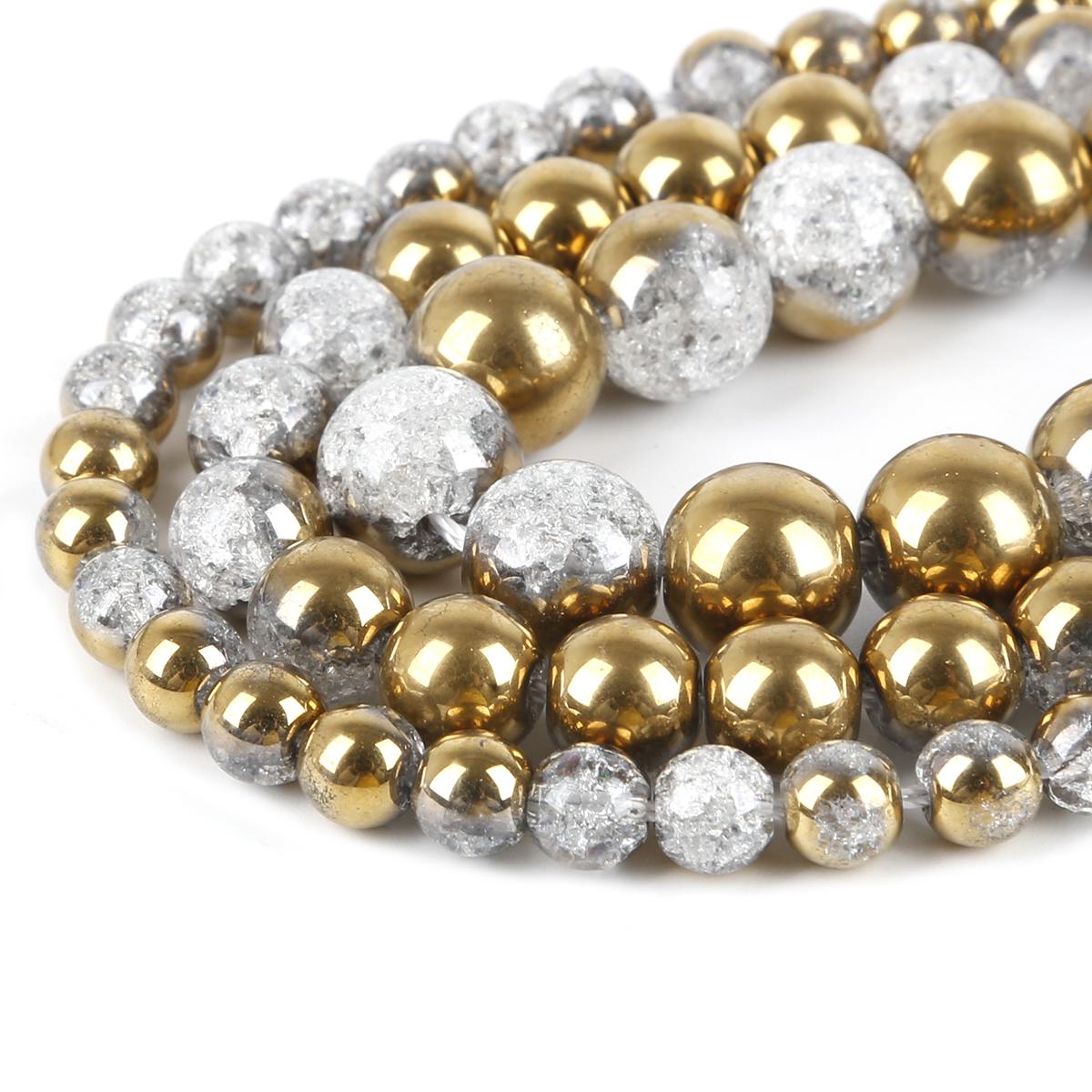 

Природный камень, кристалл, поп-цветы, круглые гальванические бусины, DIY изготовление браслетов, ожерелье, ювелирные изделия 8mm 48pcs золотой