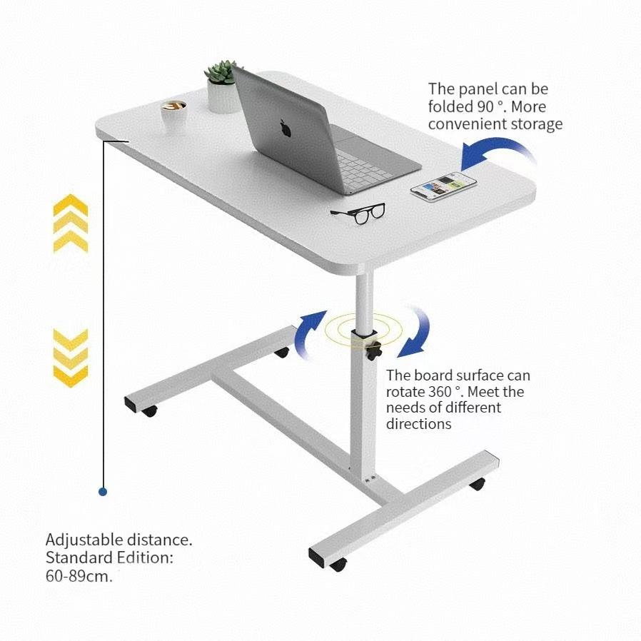 Adjustable Bedside Laptop Table With Wheels Foldable Mobile Computer Desk Small Table Study Desk Simple Lazy Wood Bed Side Table Sofa Side Table