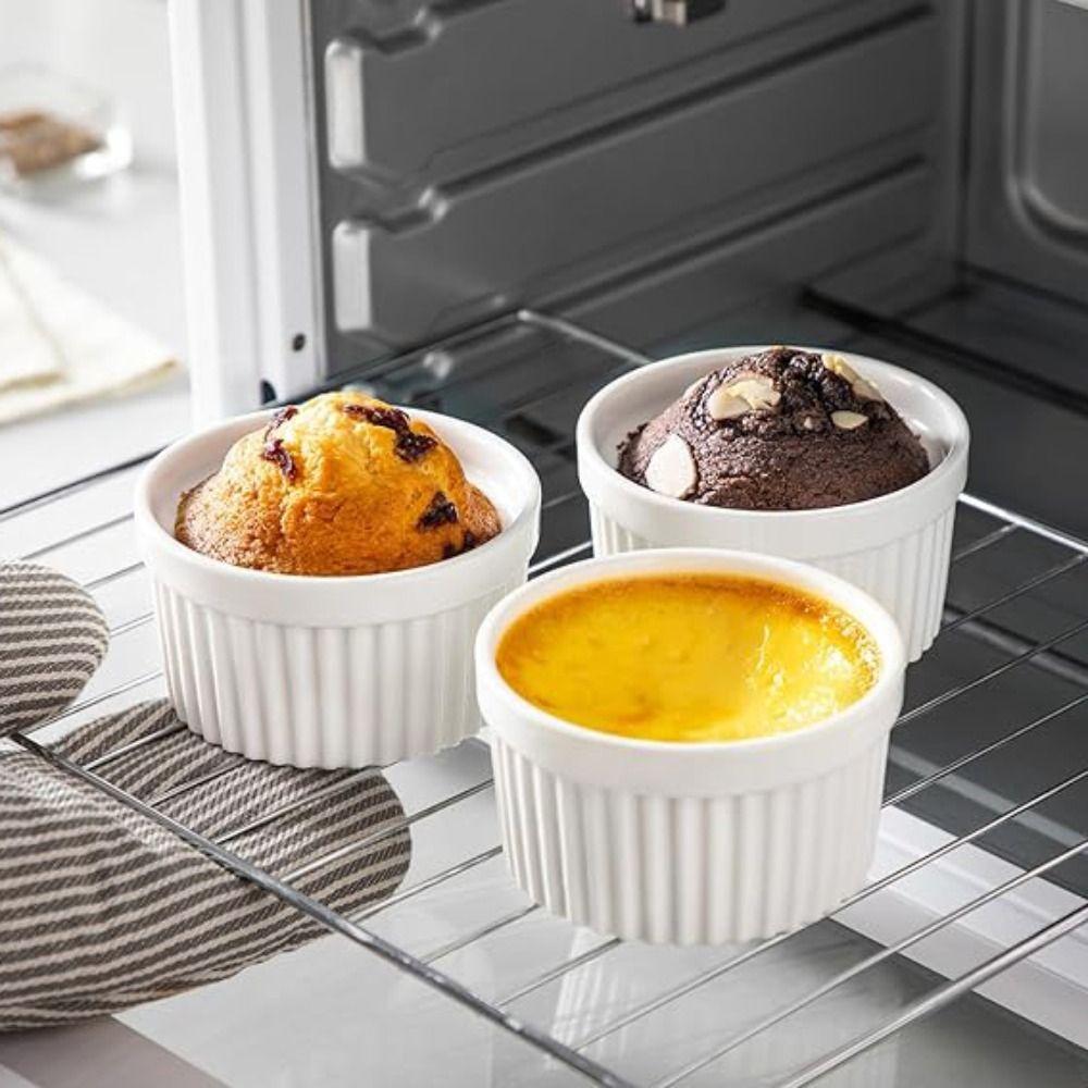 6pcs 8 Oz Ramekin with Lid Pudding Cup Multifunctional Dessert Cup Custard