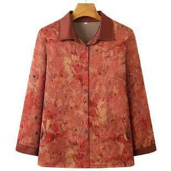 

Women s Long-Sleeve Jacket: Stylish Autumn Fashion for Middle-Aged and Elderly Ladies 2XL (105-120 jin) червоний