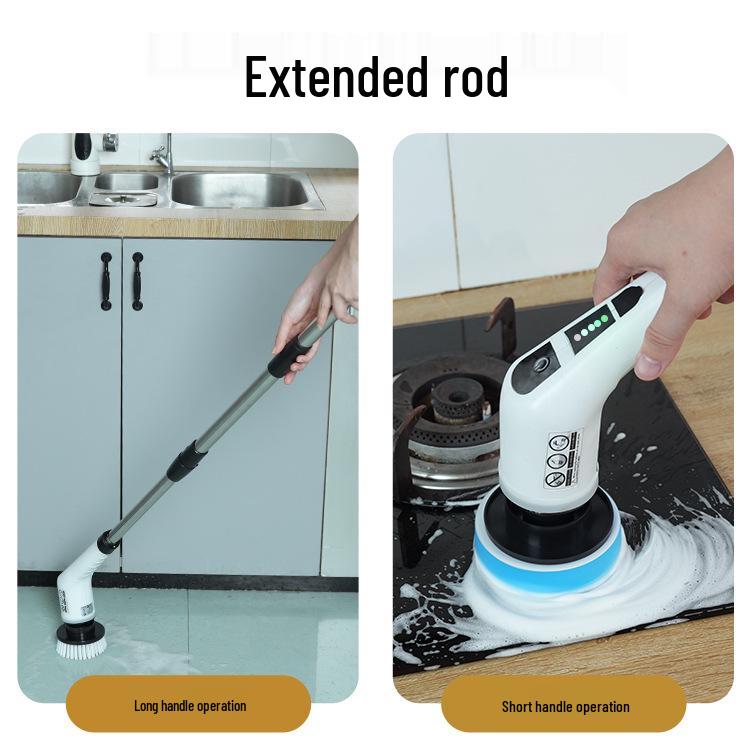 7-in-1 Cordless Electric Spin Scrubber with Retractable Long Handle.