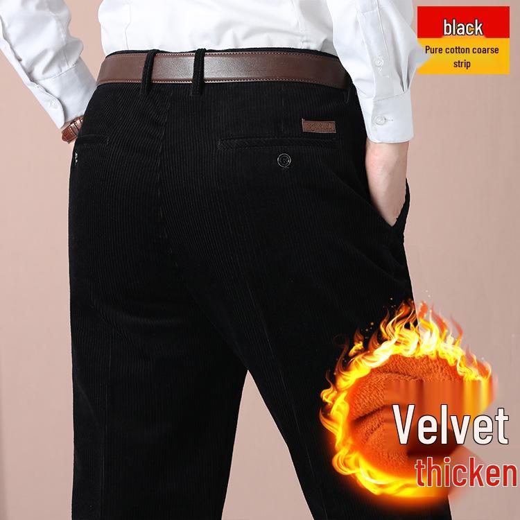 

Чоловічі осінньо-зимові вельветові штани широкого рубчика: Двобортні, Вільного крою, Теплі, Товсті, З плюшевою підкладкою, Прямі штанини, Чиста бавовна, Для середнього віку. 40 (waist 31 inches)