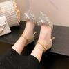 Fashion 2025 Spring Summer New Sequins Pointed Toe Pumps for Women Fashion Rhinestone Bow High Heels Bride 5cm 7cm Thin Heeled Shoes