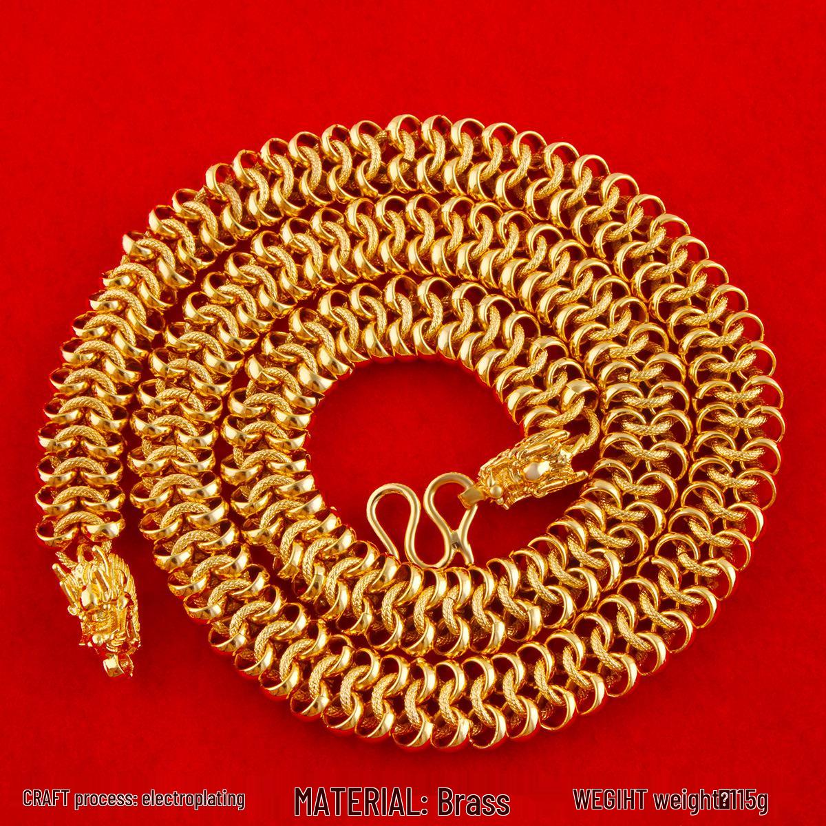 Men’s Bold Dragon Head Necklace: Gold-Plated Copper Chain, Consistent Color, Fade-Resistant, Unique Design
