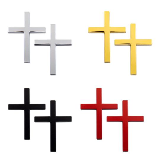 Yousheng 2Pcs Christian Sticker Car Exterior 3D Emblem Badge Decals Self-Adhesive Zinc Alloy Jesus Christ Stickers for Cars Trucks SUVs