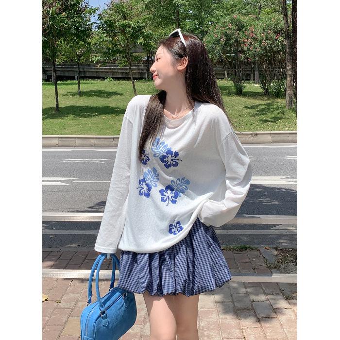 Summer thin sunscreen blouse slack lazy wind cold silk cool air conditioner shirt design slightly transparent long-sleeved t-shirt S