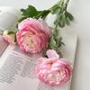 Artificial Ranunculus Asiaticus 2 Head Realistic Fake Silk Flower with Stem Home Office Wedding Party Faux Flower Decoration