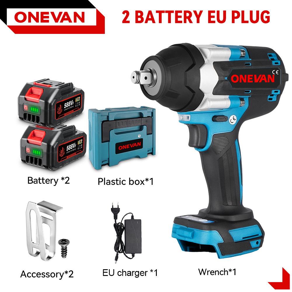 ONEVAN Torque Brushless Electric Impact Wrench 1/2 inch Screwdriver Cordless Wrench Power Tools For Makita 18V Battery