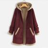Women Vintage Cat Print Fleece Hooded Zipper Plus Size Long Sleeve Thick Coat