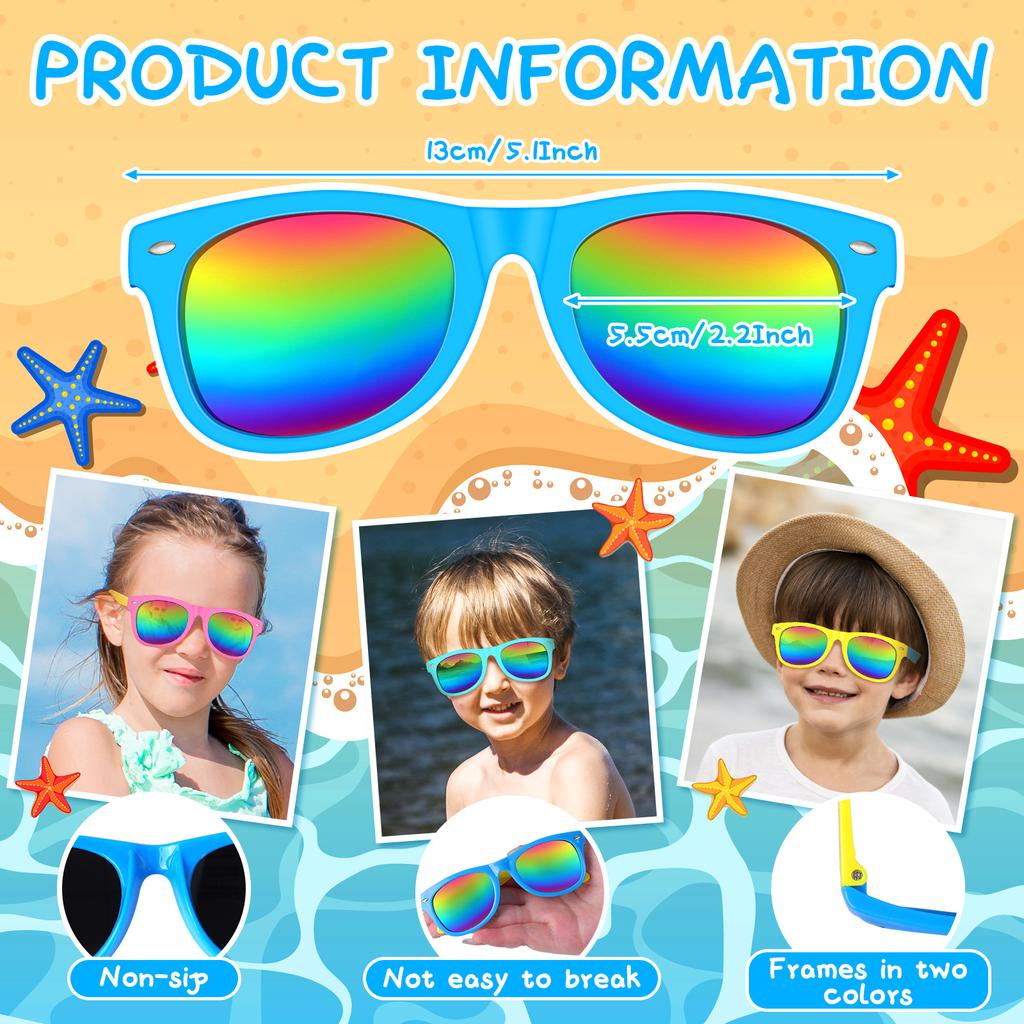 Opakowanie 24 szt. Neonowe Okulary Przeciwsłoneczne dla Dzieci Multipack Unisex Styl Retro Kolorowe Okulary Hurtowo Dla Chłopców Dziewcząt