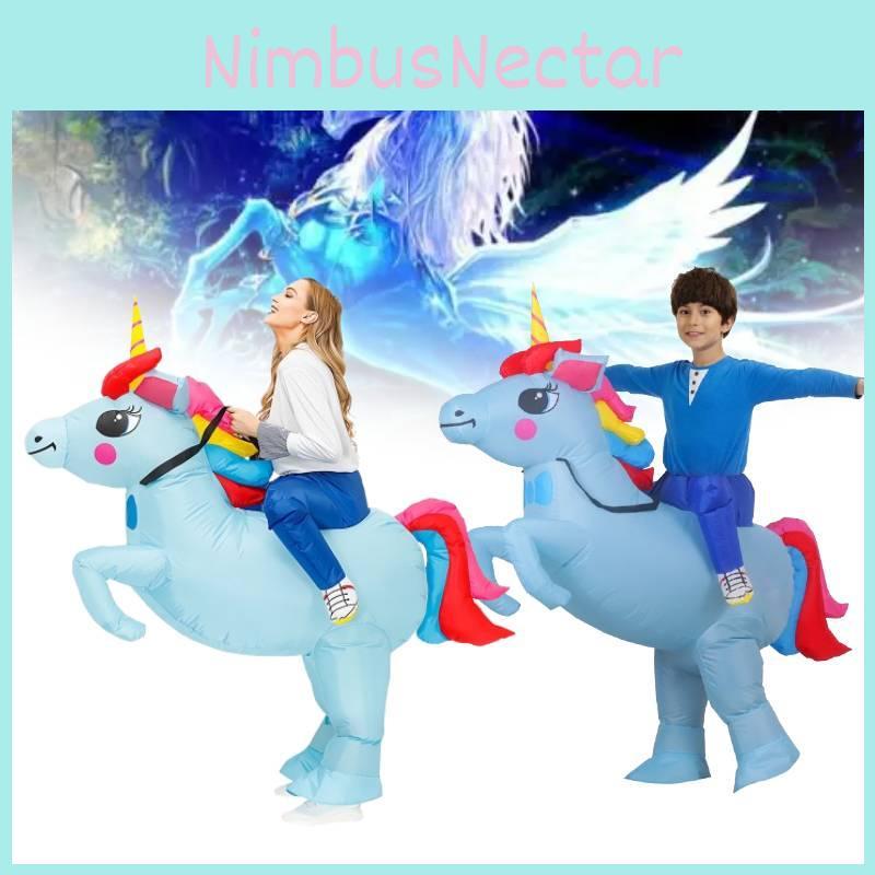 Adorable Light Blue Unicorn Pony Cartoon Costume For Halloween Festivities