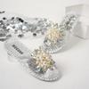 Fashion Gold Crystal Flower Slippers Women Summer Round Toe Shoes Women's Sandals Outdoor Flats Bling Slides Large Size Luxury Flip Flop