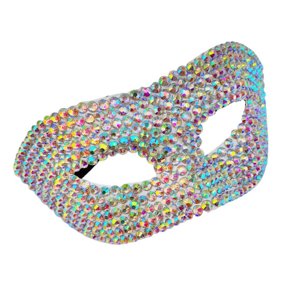 Rhinestone Decorated Sparkling Rhinestone Mask Half Face Design Diamond Pattern Sexy Half Face Mask Sexy Style Sparkling Finish белый