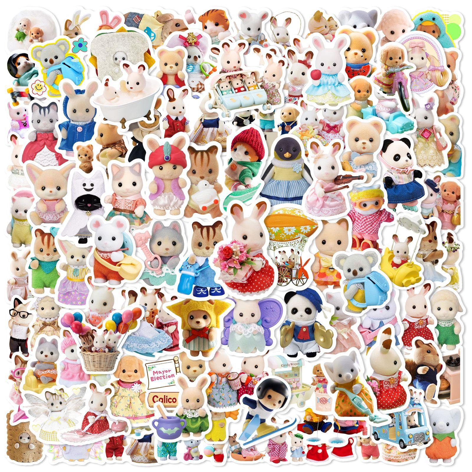 100 stuks Schattige Cartoon Kleine Calico Beestjes Stickers DIY Stickers Scrapbooking Telefoon Bagage Skateboard Waterdichte Decals veelkleurig