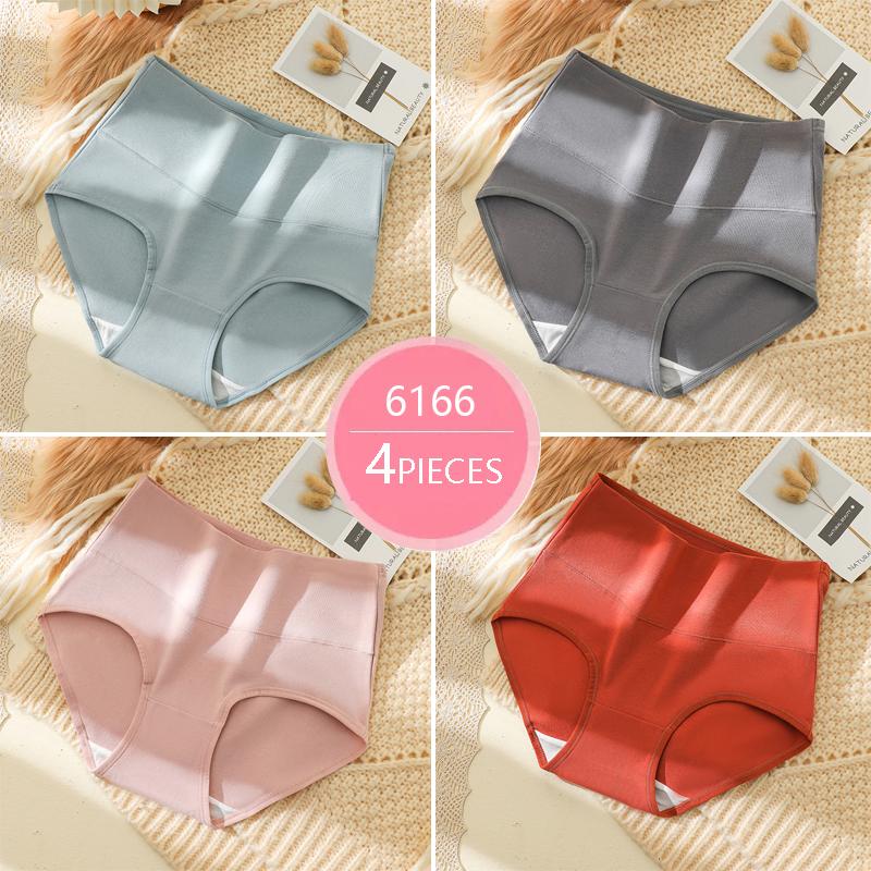 4pcs High Waisted Panties Women's Plus Size Soft Cotton Panties Women's Underwear