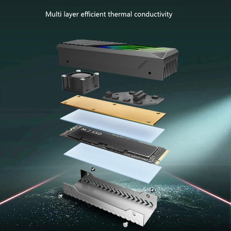 ARGB M.2 Heatsink SSDs Heat Sink with Thermals Pad, Aluminum 2280 M.2 5V 3Pin Addressables ARGB Sync NVME Heatsink for M.2