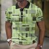 Simple Solid Color Block Pattern 3D Digital Printing Men's Casual Polo Shirt