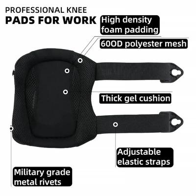 Professional Knee Pads for Work with Secure Double Straps & Regulable Clips Would Industrial Heavy Duty Tactical Gardening