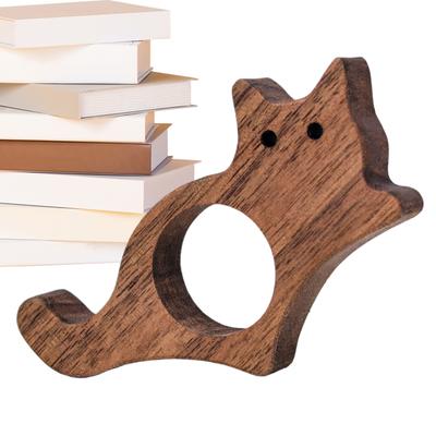 Porte-page de livre pour pouce Forme de chat Marque-page pour pouce Porte-page en bois pour les amateurs de lecture Lecteur Rat de bibliothèque Journal Décoration de bibliothèque Maison