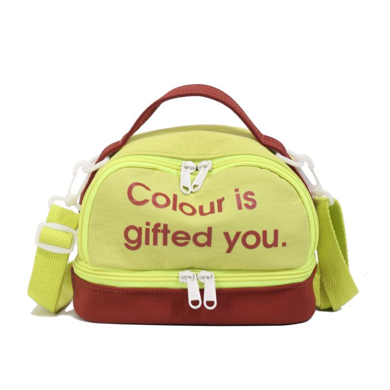 Fashion new contrasting color dopamine change bag portable messenger bag English letter pattern trendy women's bag