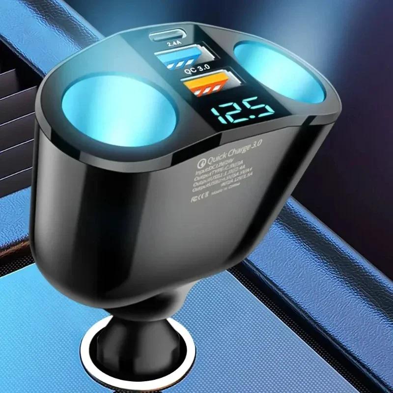 

Multiple Devices Can Be Charged at the Same Time with Digital Display Car Charger Dual-port Car Fast Charger Adapter чёрный