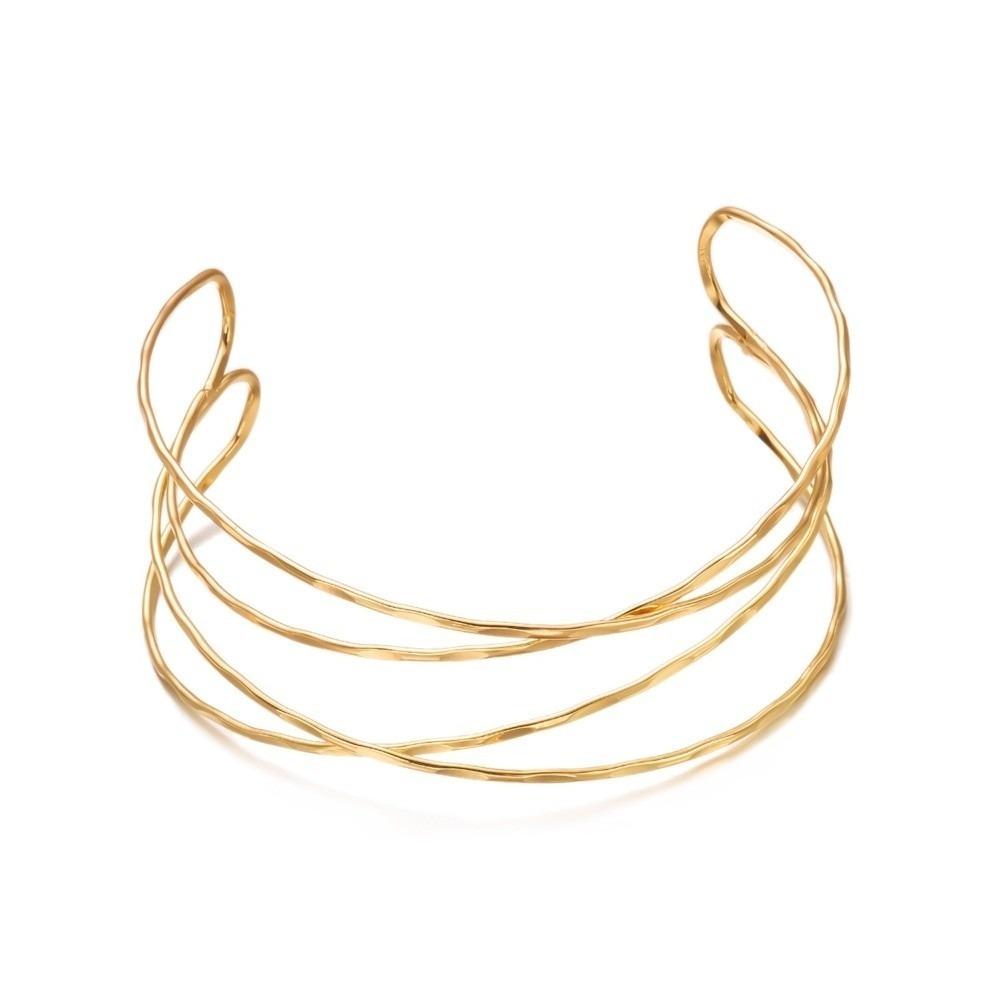 Gold Adjustable Snake Armband Metal Hyperbolic Cuff Bangle Minimalist Open Arm Bangles  Women