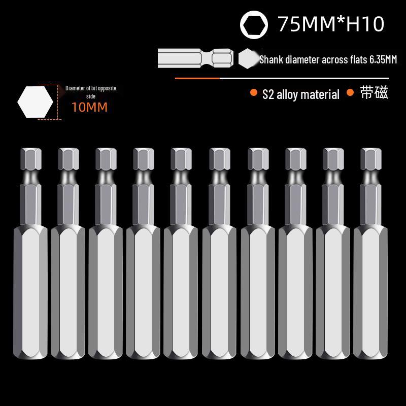 Hexagonal High Hardness S2 Bit Set for Pneumatic & Electric Screwdrivers