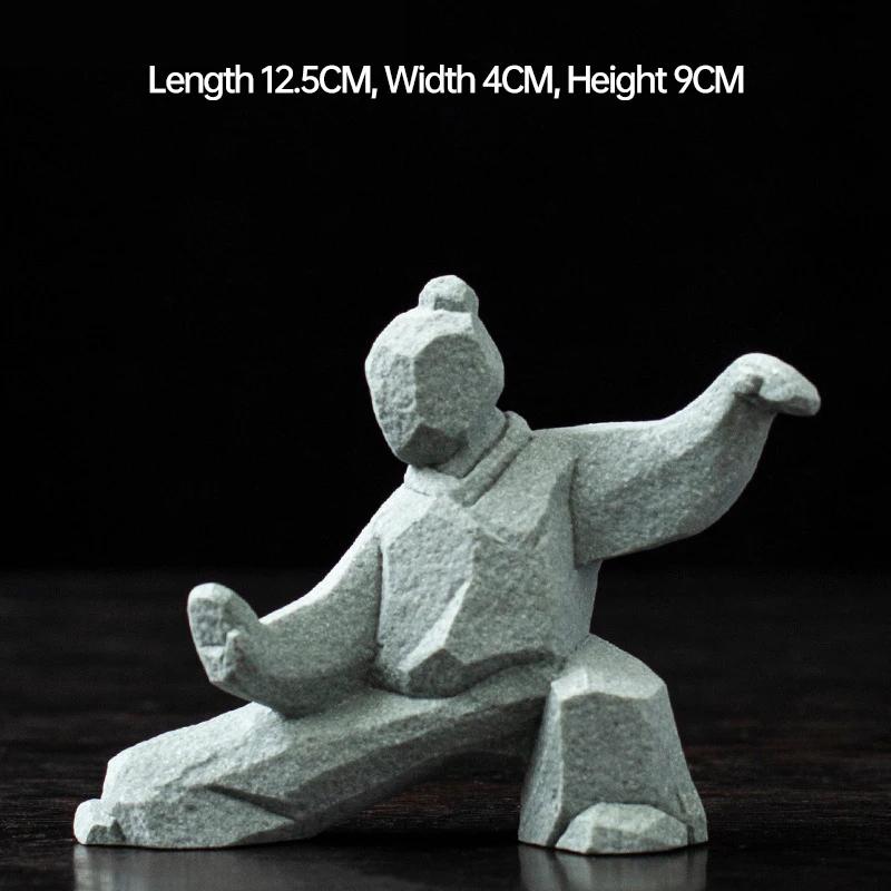 Tai Chi Master Stone Statue New Chinese Style Arts Figure Figurine Creative Stone-Made Kung Fu Character Ornament Home Decor