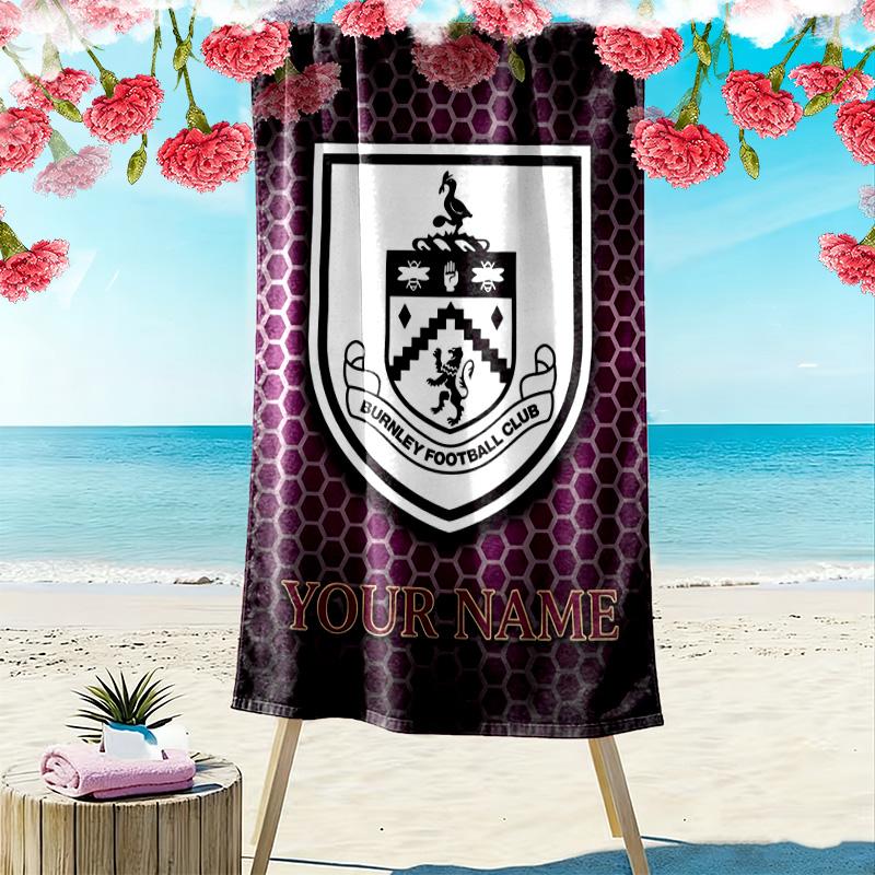 Name Custom Burnley FC Print Beach Towel, Large Soft Quick Dry Towel for Beach Camping Swimming