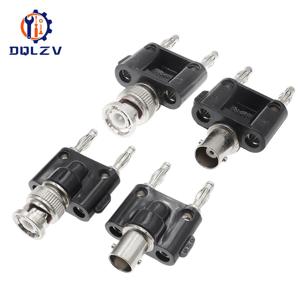 1PCS BNC to Two Dual 4mm Banana Male Female Jack Coaxial connector RF Adapter