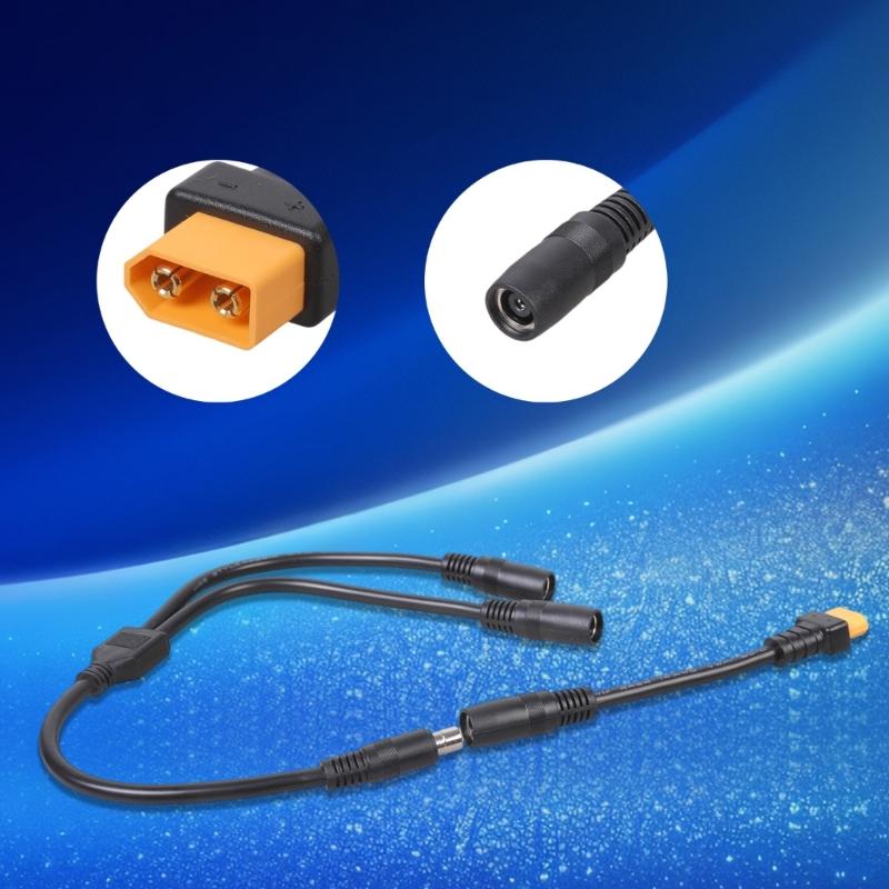 XT60 Male to Double DC8020 Female Power Cable 55cm 14AWG High Current 20A Suitable for Solar Panel Portable Chargings