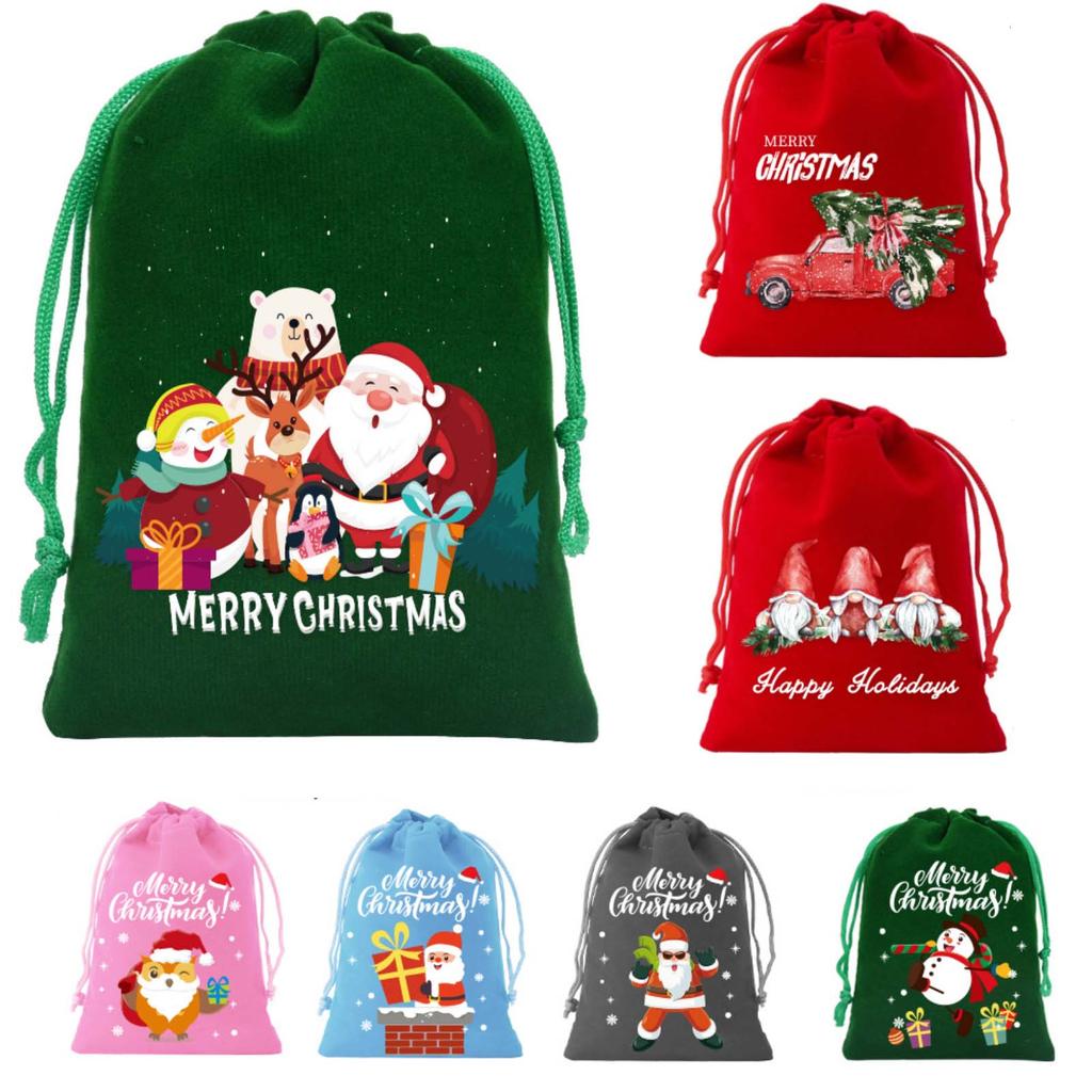 Christmas Velvet Bag, Claus Bag, Children's Gift Bag, Large Christmas Decoration, Drawstring Bag