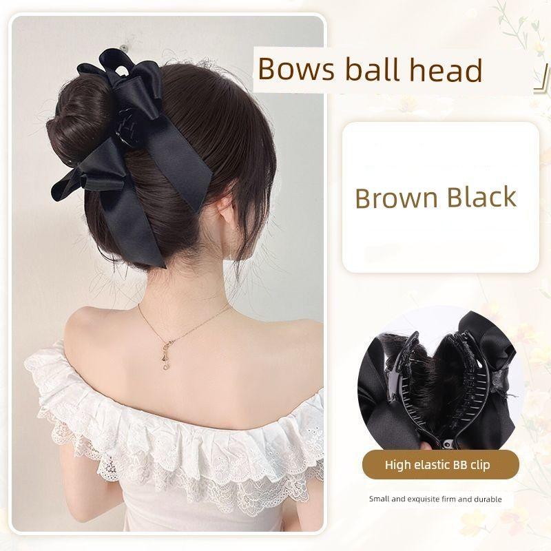 

Бан Виг Грип Женский Золотой Ленточный Бант Пучок Повязка для Волос Приспособление для Прически Искусственный Парик Мешок для Волос Cheese cheese-Bows Balls Head [Brown black]]