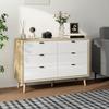 Storage Cabinet, Chest of Drawers with 6 Drawers and 5 Legs for Bedroom, High Gloss White