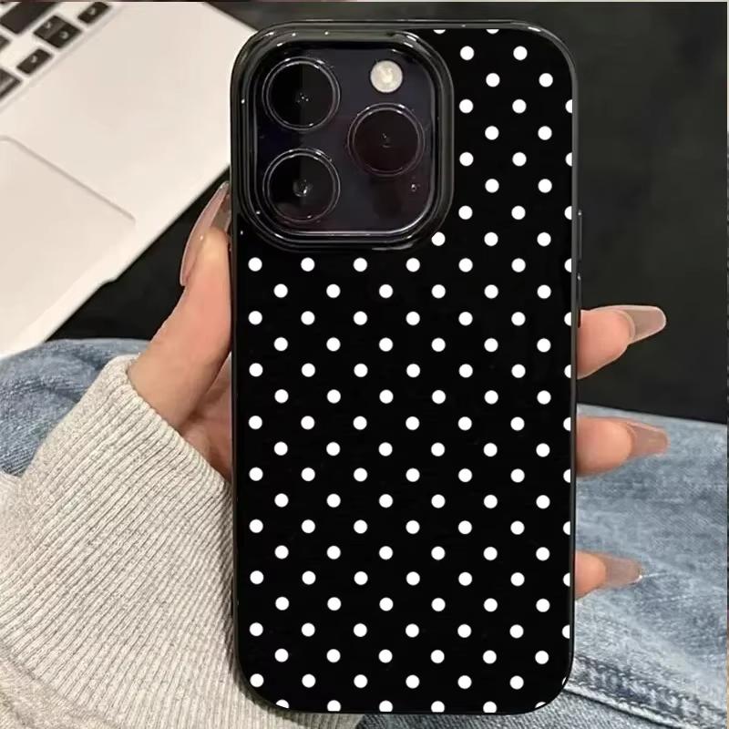 Simple White Polka Dots Phone Case For Samsung S25 S24 Ultra S23 Ultra S22 S21 S20 Plus Note 20 S24FE S23FE Cover