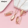 SIMJOO Glans mode ihåliga högklassiga örhängen ring halsband set