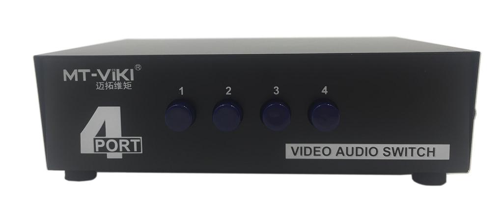 Caixa Divisora Seletora de Switch AV de Vídeo e Áudio CERRXIAN 4 Portas 4 Entradas 1 Saída