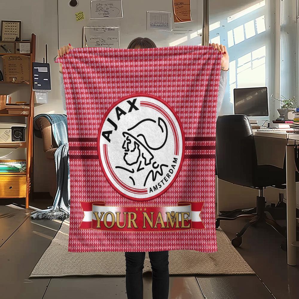 Custom Name Ajax Amsterdam Flannel Blanket, High Quality Comfortable for All Seasons, Home Decor, Warmth and Comfort