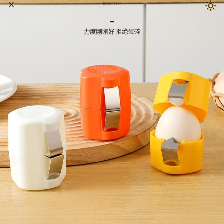 3pcs Portable Egg Peeler, Manual Egg Sheller for Kitchen, Quick Slicing Tool for Baking, Easy To Use, White