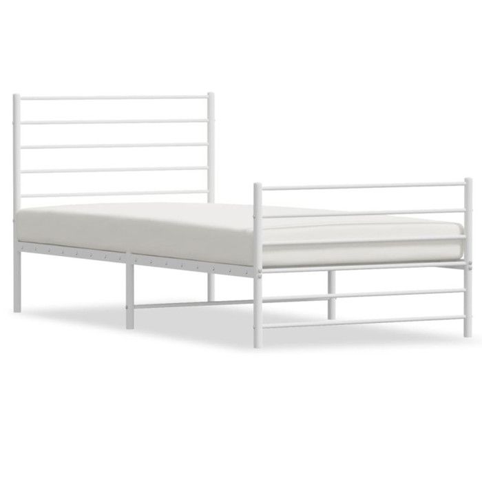 VidaXL Metal Bed Frame with Headboard-Footboard White 90x190 Cm 352378