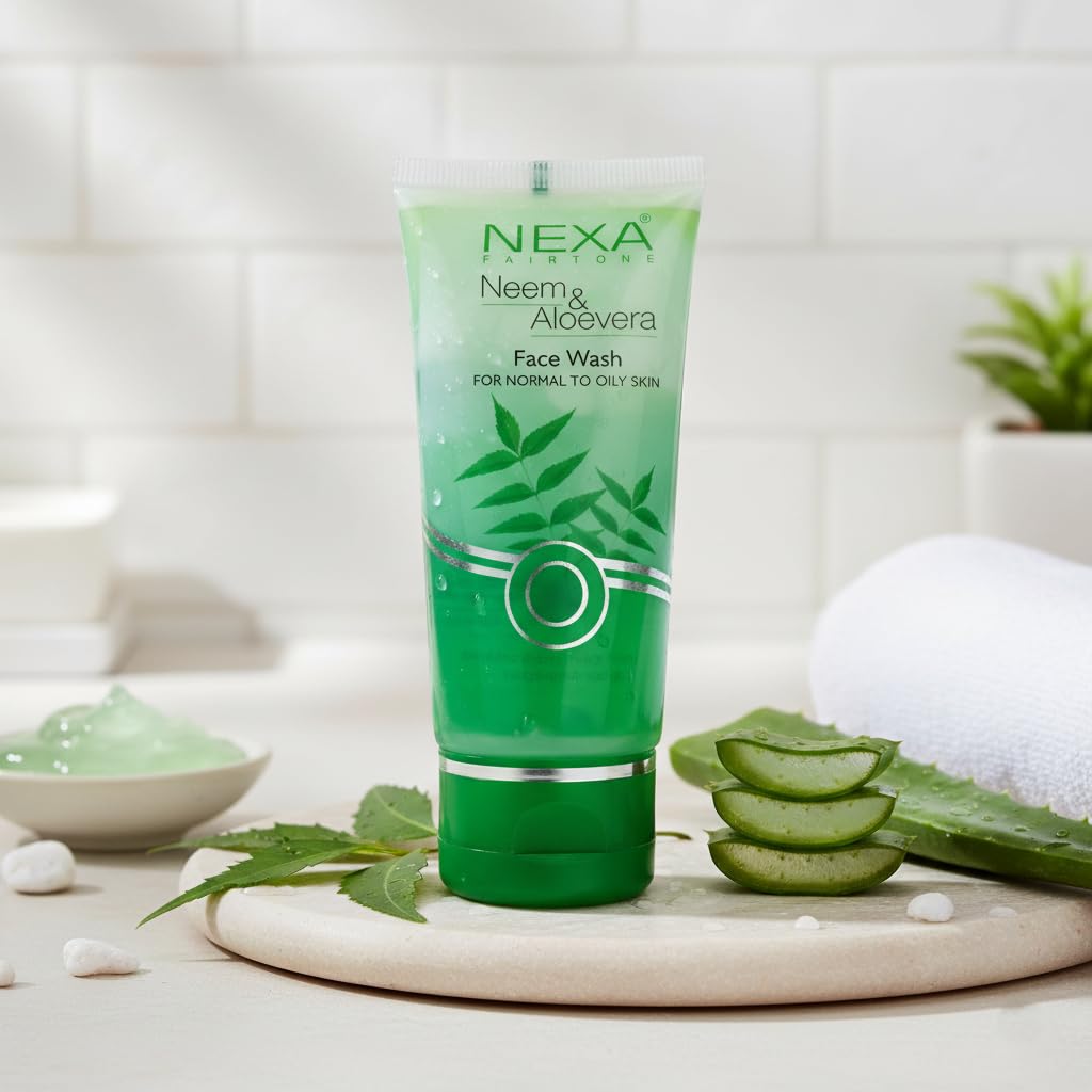 Neem & Aloe Vera Face Wash 60ml - Gentle Herbal Cleanser for Normal To Oily Skin | Oil Control, Anti-Pimple & Refreshing Face Wash