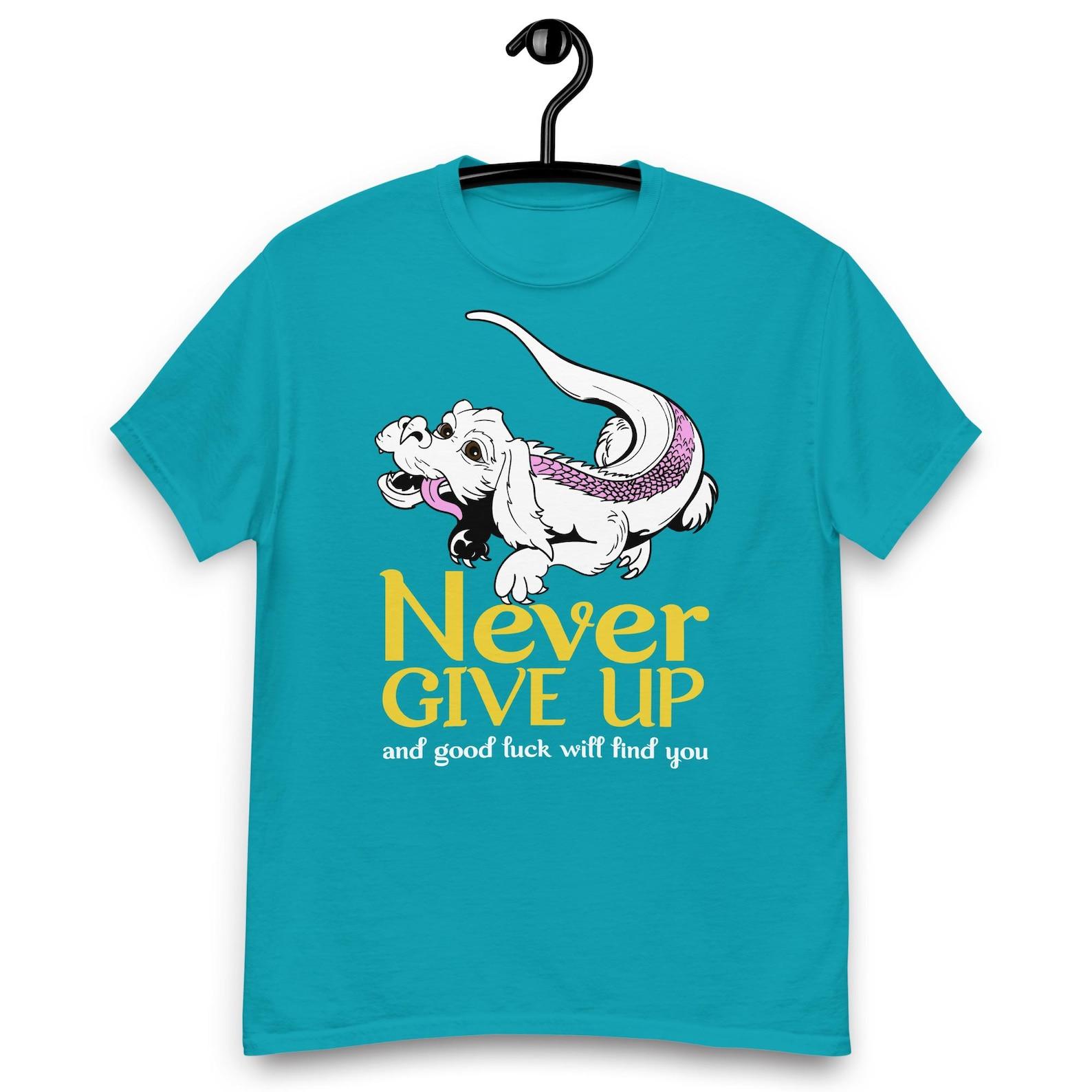 The Neverending Story - Falkor the Luck Dragon Never Give Up Movie T-shirt 2XL