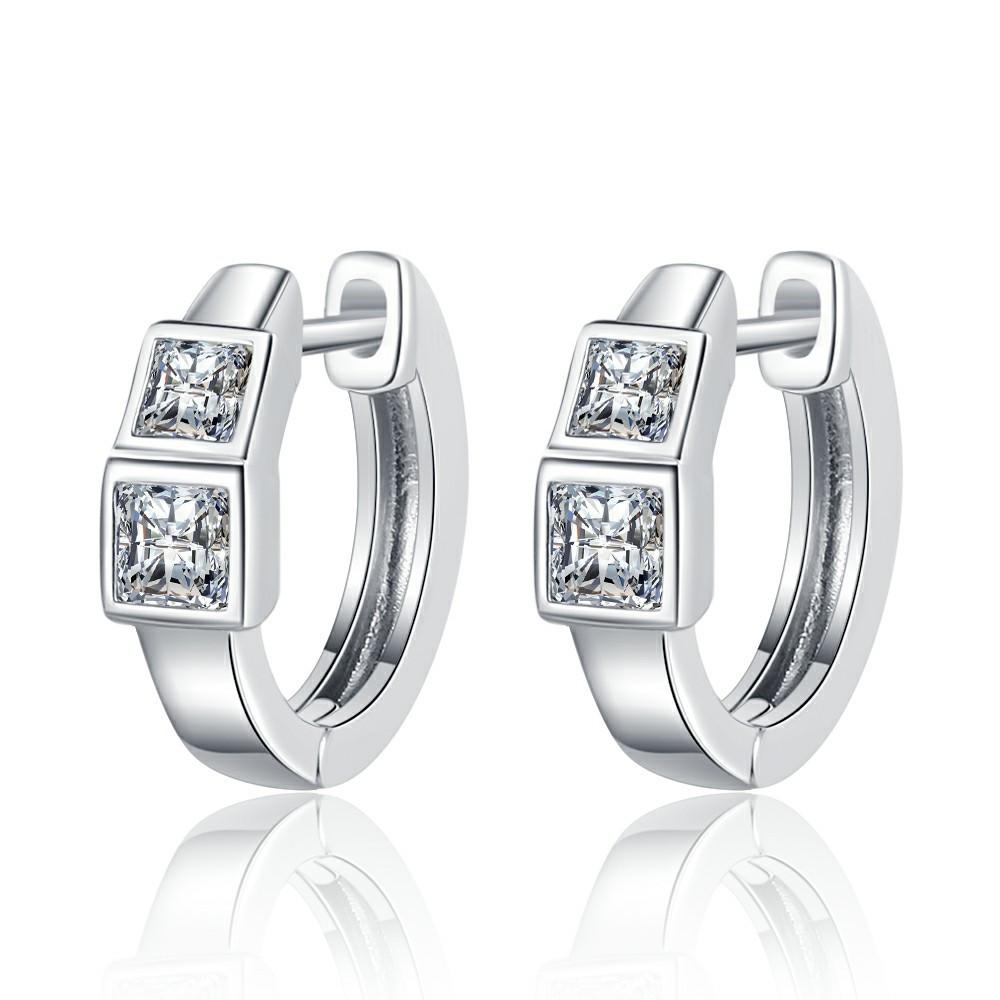 925 Sterling Silver Simple and Stylish Square Zircon Daily Commuting Wedding Birthday Anniversary Party Gift