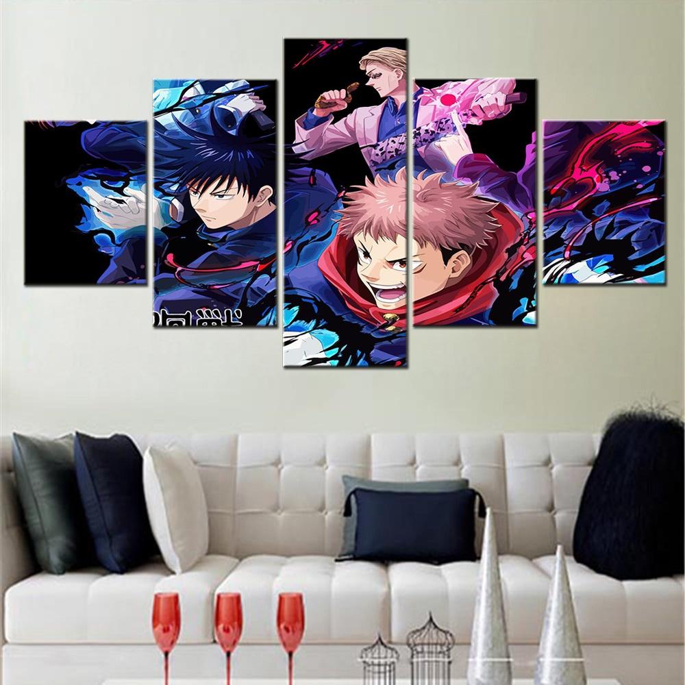 

5 Pieces Wall Art Canvas Prints Animation Jujutsu Kaisen Poster Arts Paintings For Living Room Decoration Picture Interior Mural 20x35 20x45 20x55cm