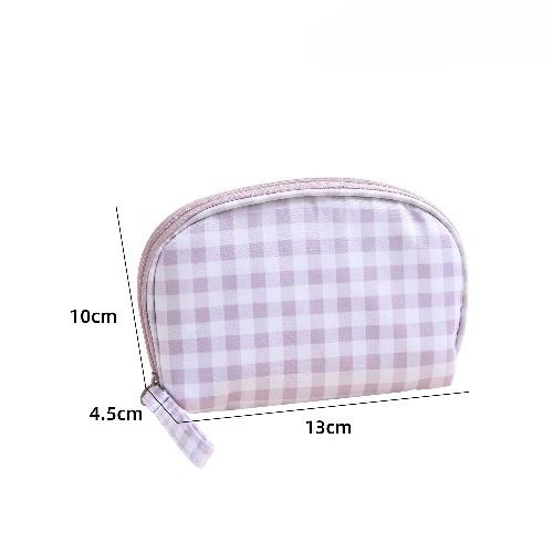 

Cute Red Purple Plaid Handbag for Women, Portable Travel Makeup Pouch, Small Large Toiletry Cosmetic Bag with Zipper